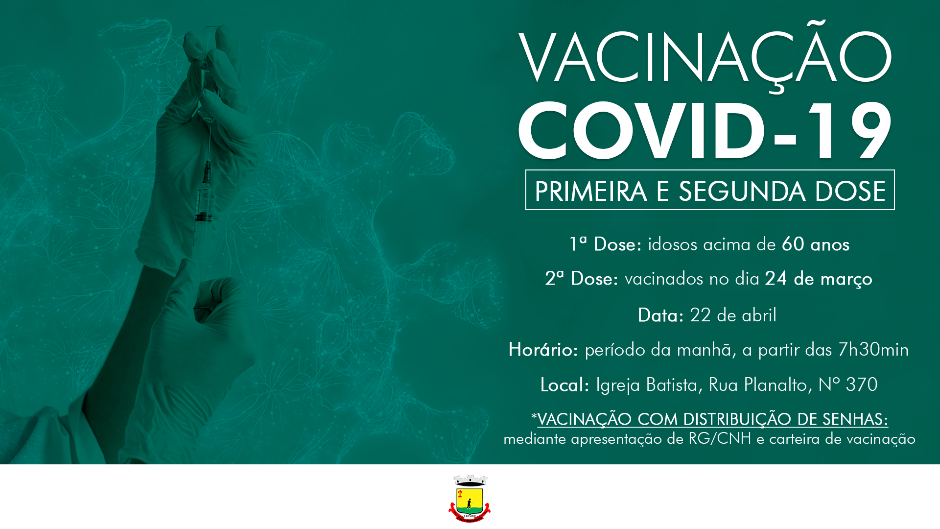 VACINAÇÃO CONTRA A COVID-19 SERÁ REALIZADA ATRAVÉS DE DISTRIBUIÇÃO DE SENHAS